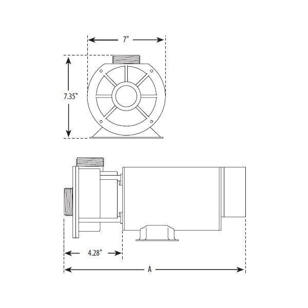 Center Discharge 48-Frame 1-1/2HP Dual-Speed Spa Pump, 230V