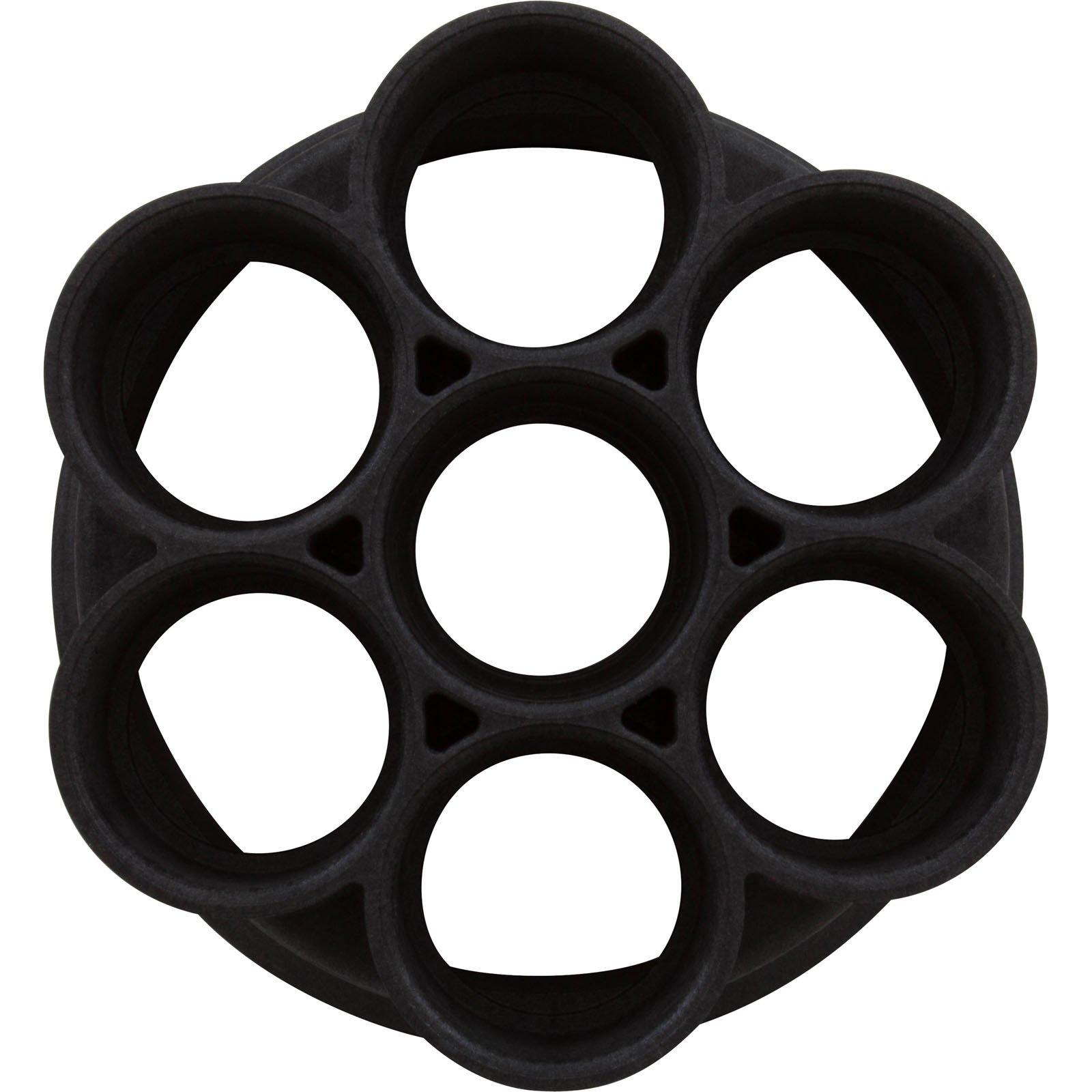 2in. Six Port Water Valve Base, Black