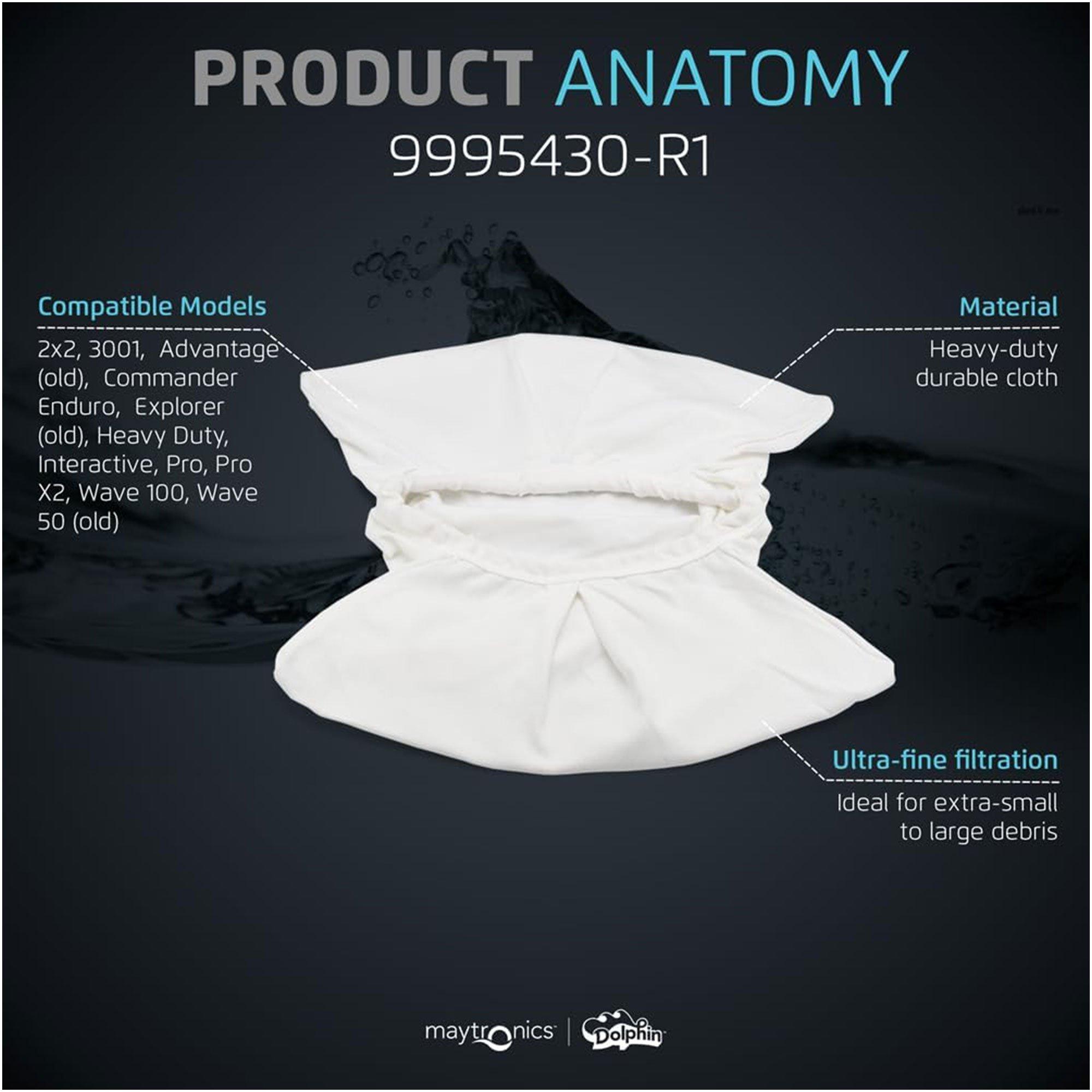 9995430-R1 Ultra Fine Filter Bag for Dolphin Wave 50, Wave 100, and 2x2 Pool Cleaners