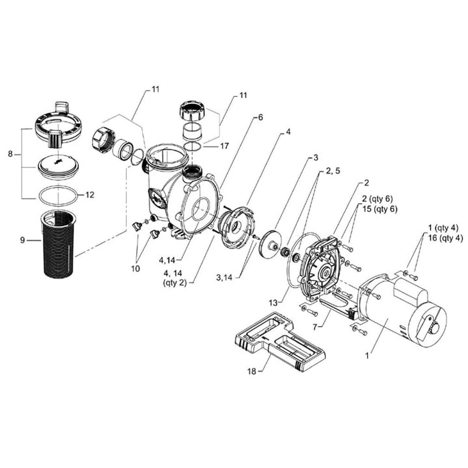 Jandy FHPM FloPro Series Pool Pump Parts