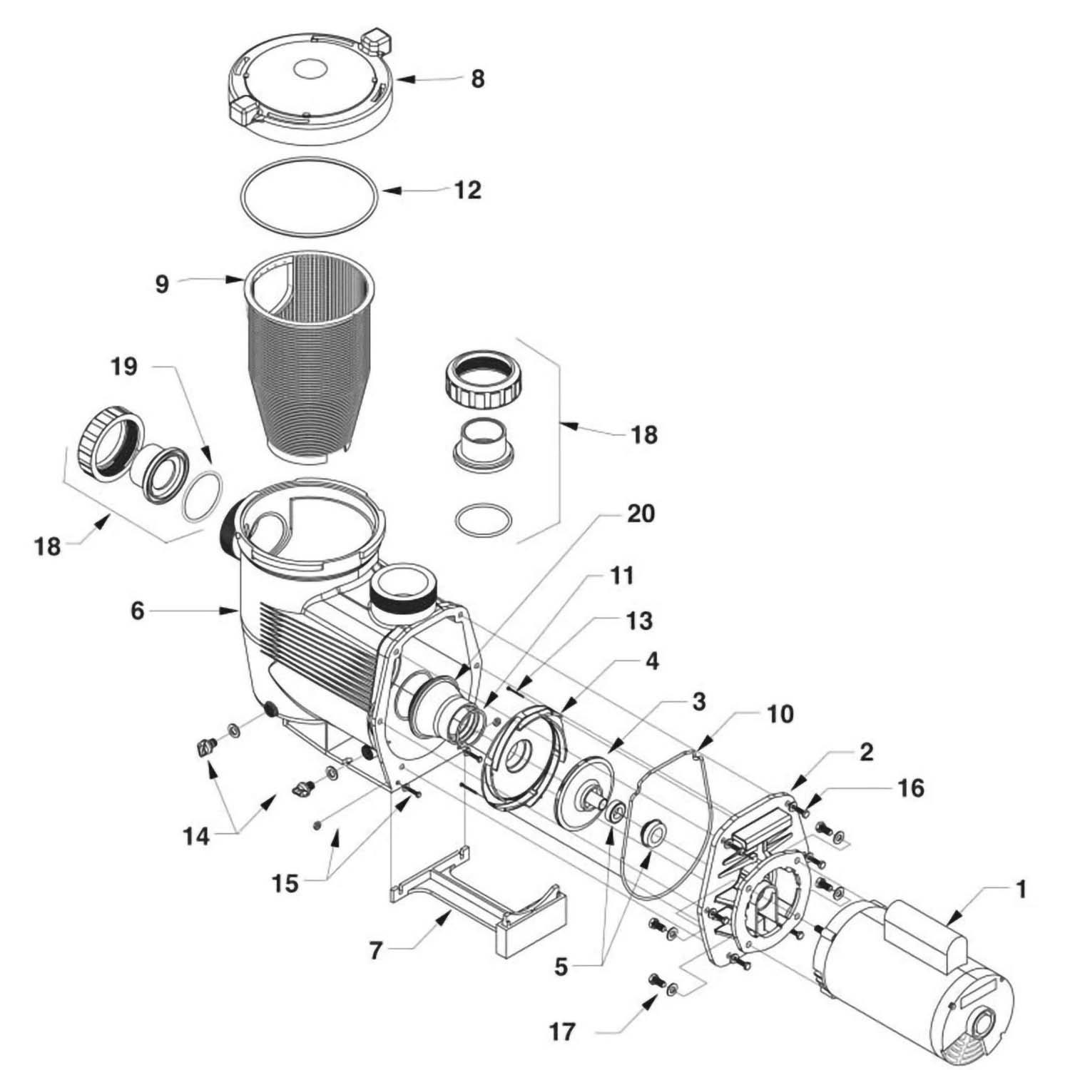 Jandy JHP Full-Rated & JHPU Up-Rated Pump Part List