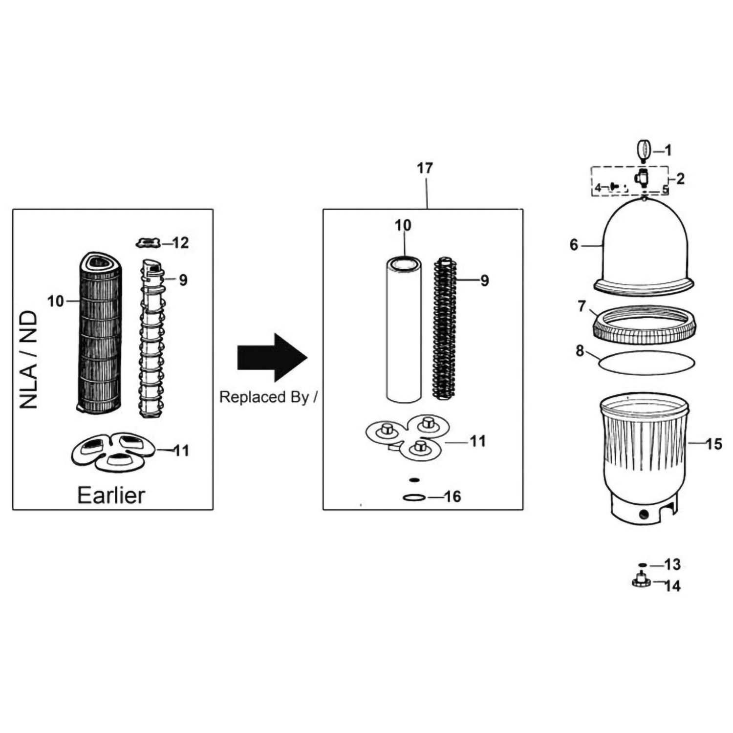 Jacuzzi TRI-C.L.O.P.S. Element Filter TC-300, TC-450 & TC-600 Series Pool Cartridge Filter Parts