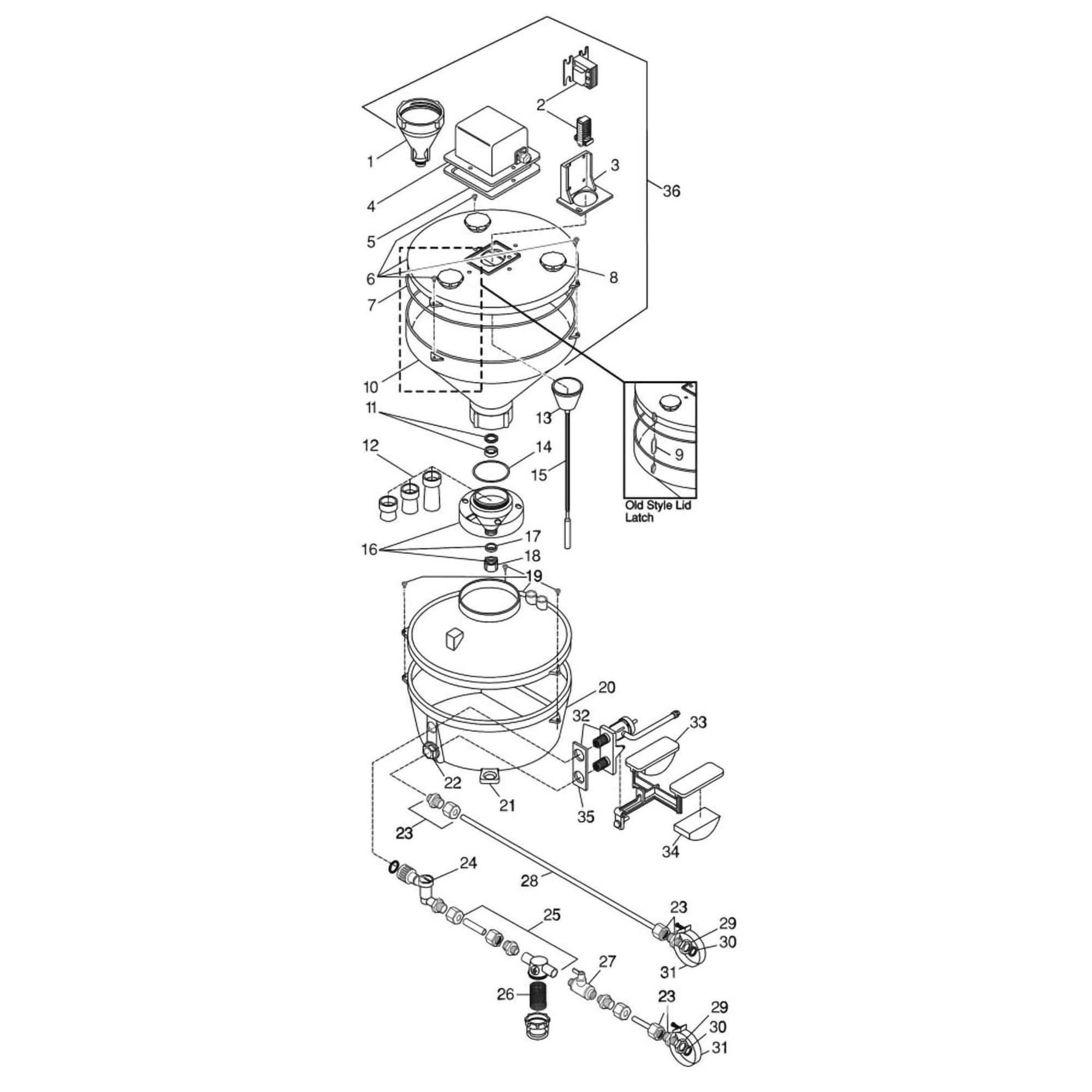 Polaris Watermatic G1000 Dichlor Granular Feeder Part Schematic