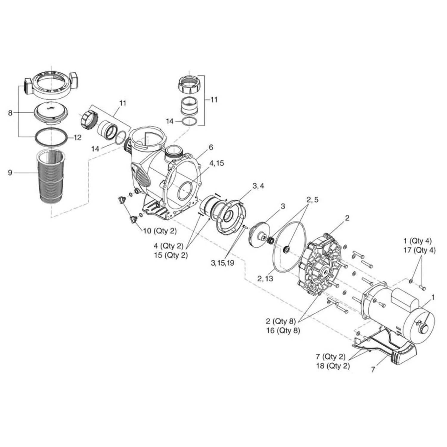 Jandy WFTR Water Feature Series Pool Pump Parts