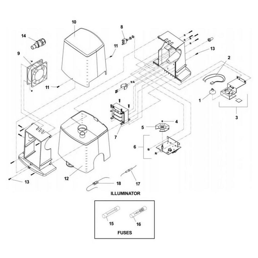 Fiberstars 2004-AS Series Illuminator Part Schematic