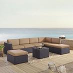 Crosley  Biscayne Mist 6-Piece Wicker Set with Two Loveseats One Armless Chair Coffee Table and Two Ottomans