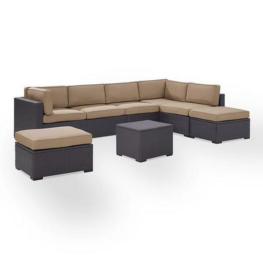 Crosley  Biscayne Mist 6-Piece Wicker Set with Two Loveseats One Armless Chair Coffee Table and Two Ottomans