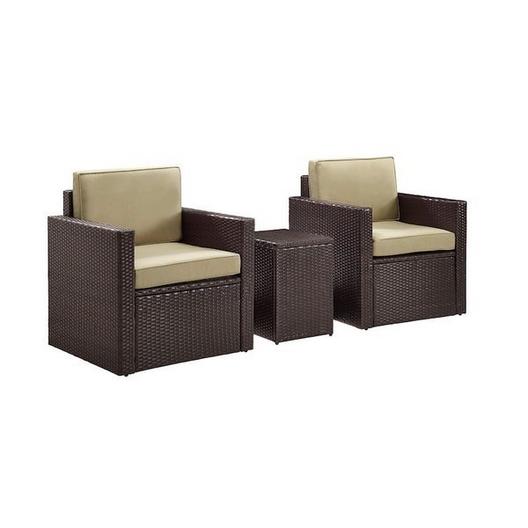 Crosley  Palm Harbor 3-Piece Set with Two Armchairs Side Table and Sand Cushions