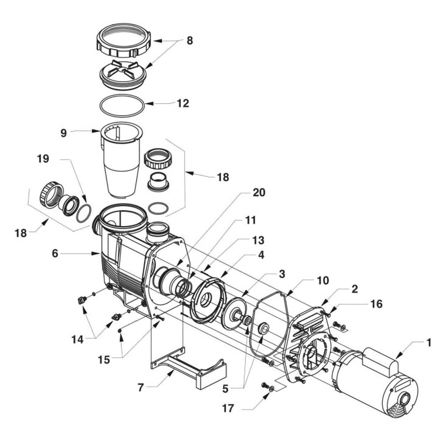 Jandy PHP Full-Rated & PHPU Up-Rated Pool Pump Parts