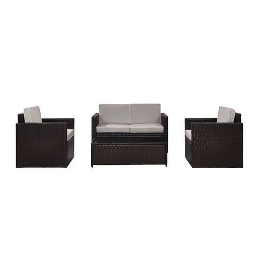 Crosley  Palm Harbor 4-Piece Wicker Sand Cushion Set with One Loveseat Two Armchairs and One Coffee Table