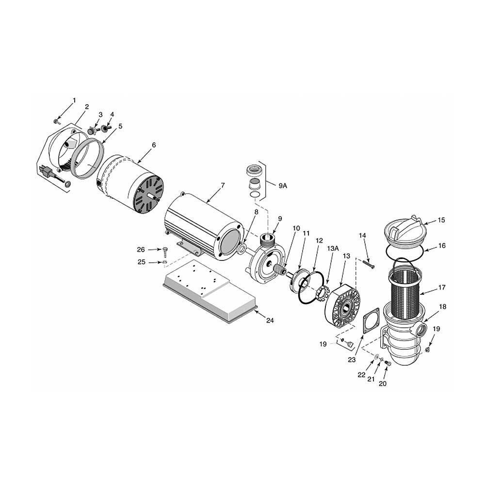 Sta-Rite JWP Pump w/Canopy & 25 Cord Pool Pump Parts