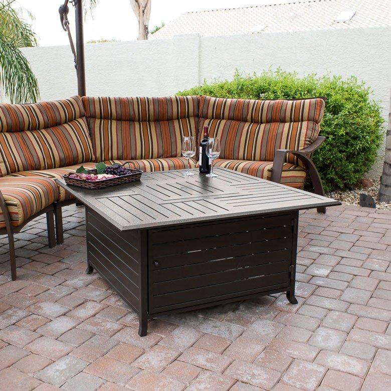 AZ Patio Heaters  Outdoor Square Aluminum Fire Pit in Hammered Bronze