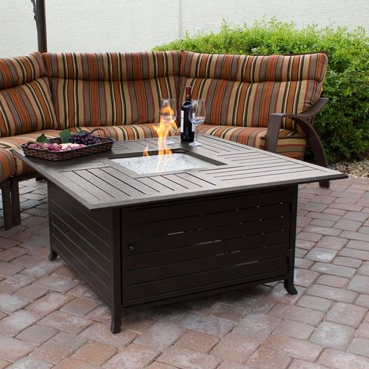 AZ Patio Heaters  Outdoor Square Aluminum Fire Pit in Hammered Bronze