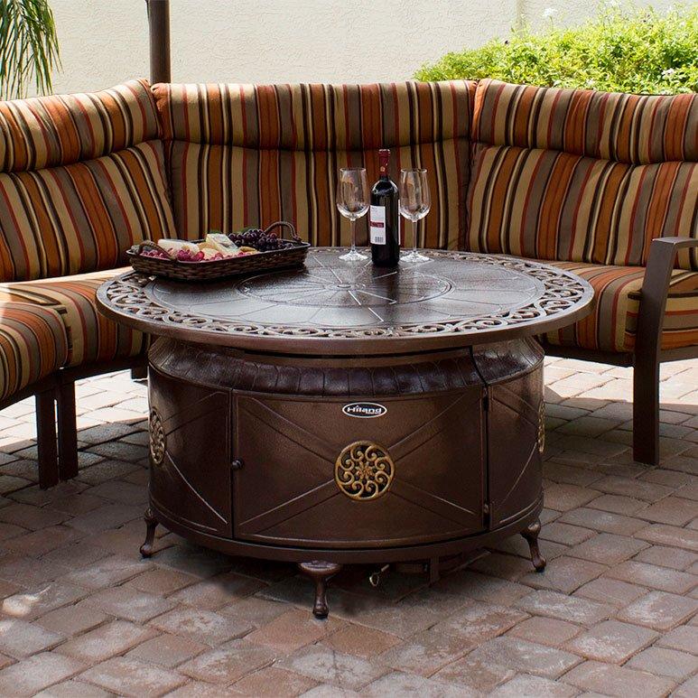 AZ Patio Heaters  Outdoor Rectangular Aluminum Propane Fire Pit with Scroll Design