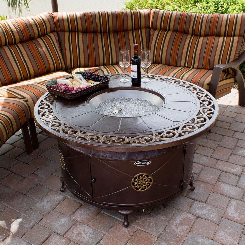 AZ Patio Heaters  Outdoor Rectangular Aluminum Propane Fire Pit with Scroll Design