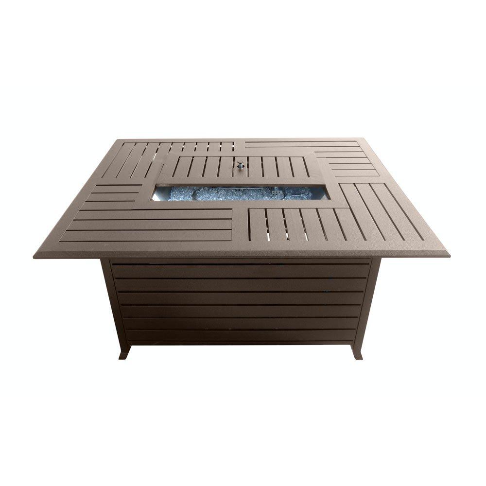 AZ Patio Heaters  Outdoor Aluminum Rectangular Fire Pit in Hammered Bronze