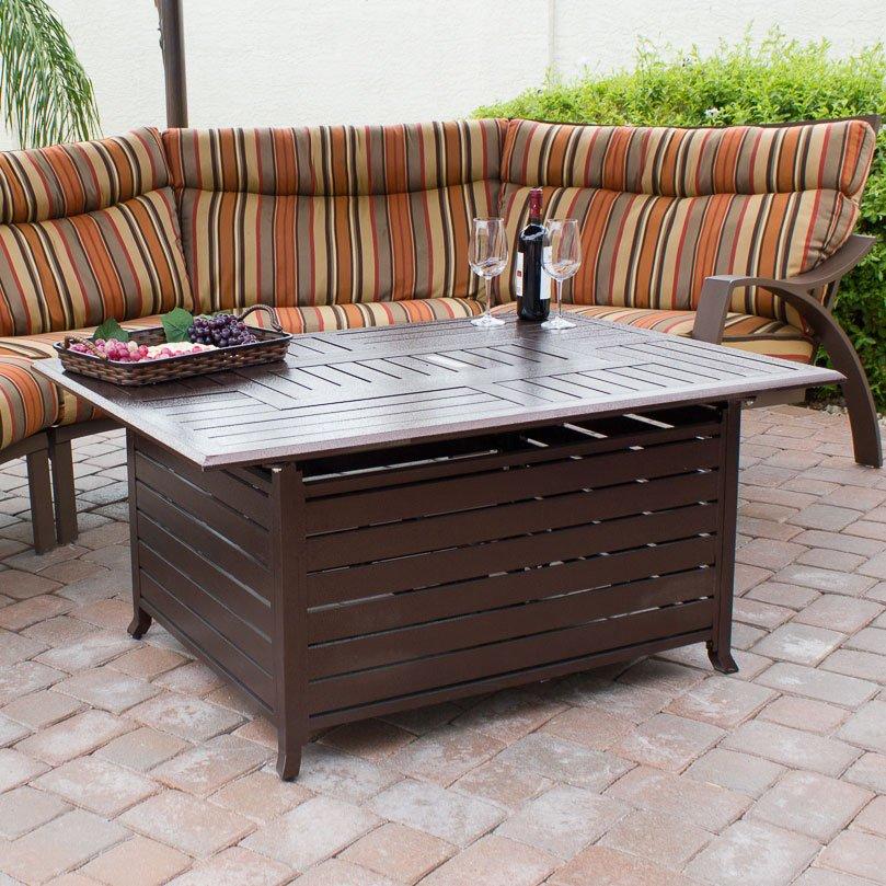AZ Patio Heaters  Outdoor Aluminum Rectangular Fire Pit in Hammered Bronze