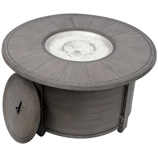 AZ Patio Heaters  Cast Aluminum Round Fire Pit in Brushed Wood Finish