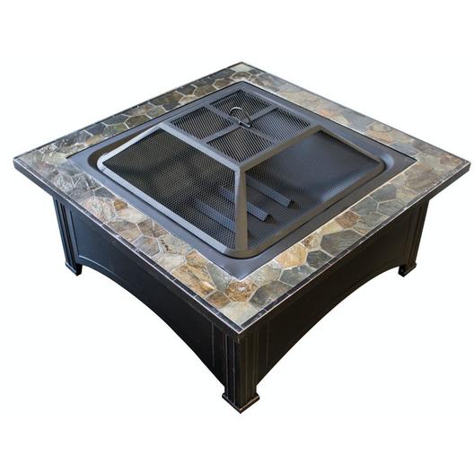AZ Patio Heaters  Wood Burning Fire Pit with Square Slate Table