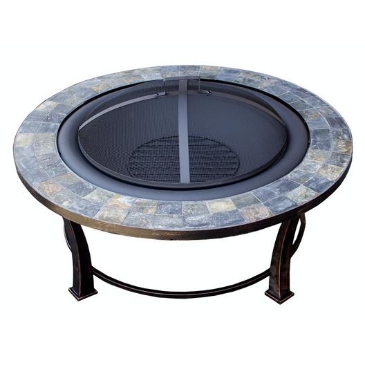 AZ Patio Heaters  Wood Burning Fire Pit with Round Slate Table