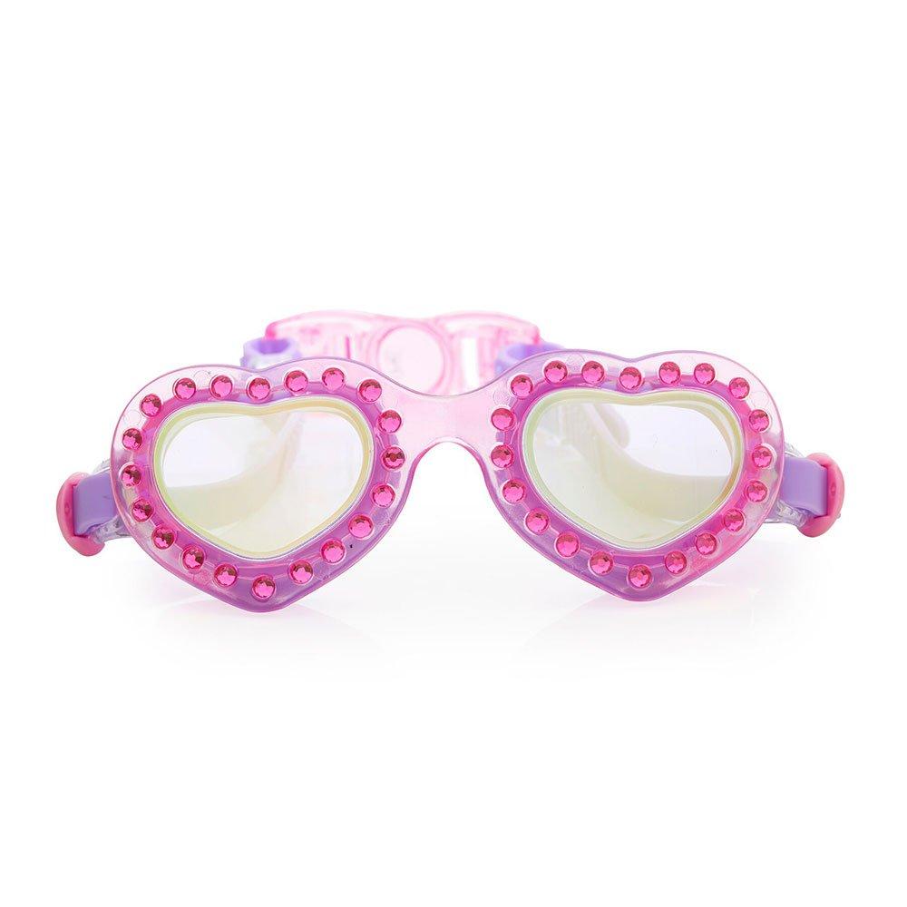 Pink Stone Heart Kids Swim Goggles