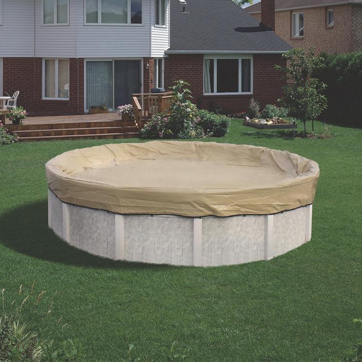 16x32 Oval Above Ground Pool Winter Cover, 20 Year Warranty, Tan