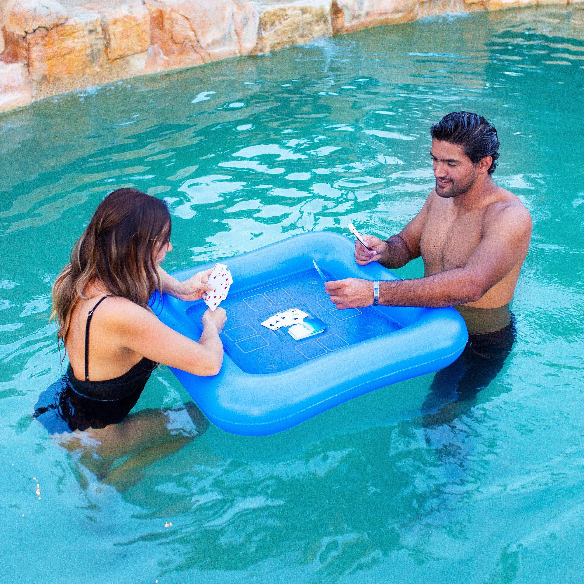 PoolCandy  Inflatable Floating Game Table and Waterproof Playing Cards 28 x 28"