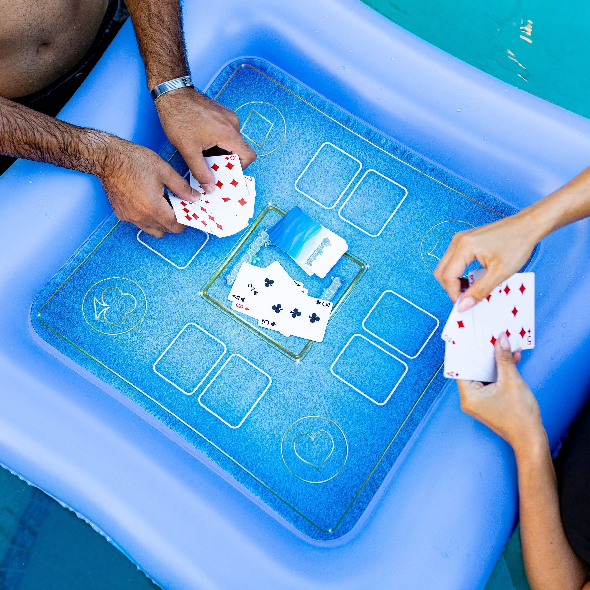 PoolCandy  Inflatable Floating Game Table and Waterproof Playing Cards 28 x 28"