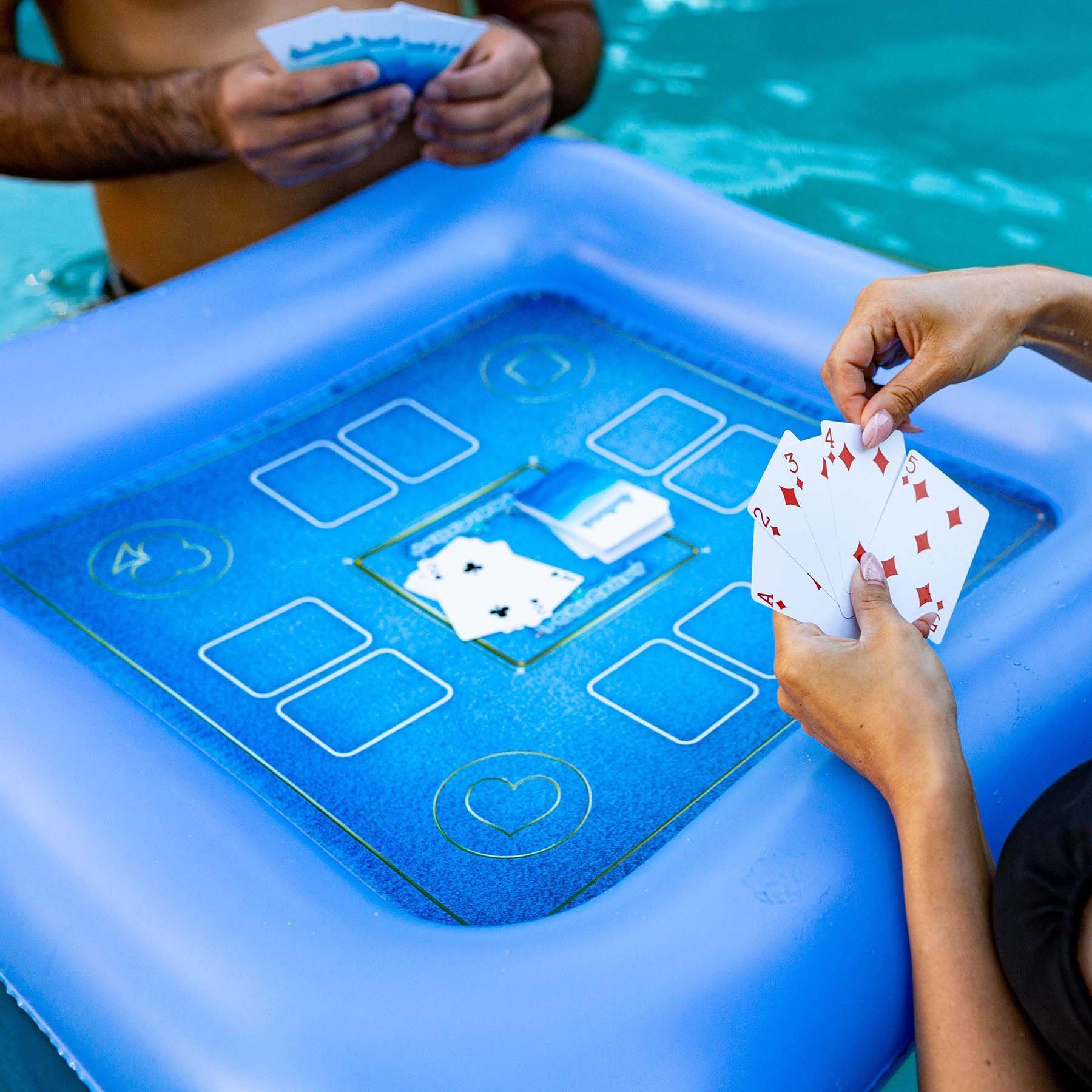 Inflatable Floating Game Table and Waterproof Playing Cards 28 x 28"