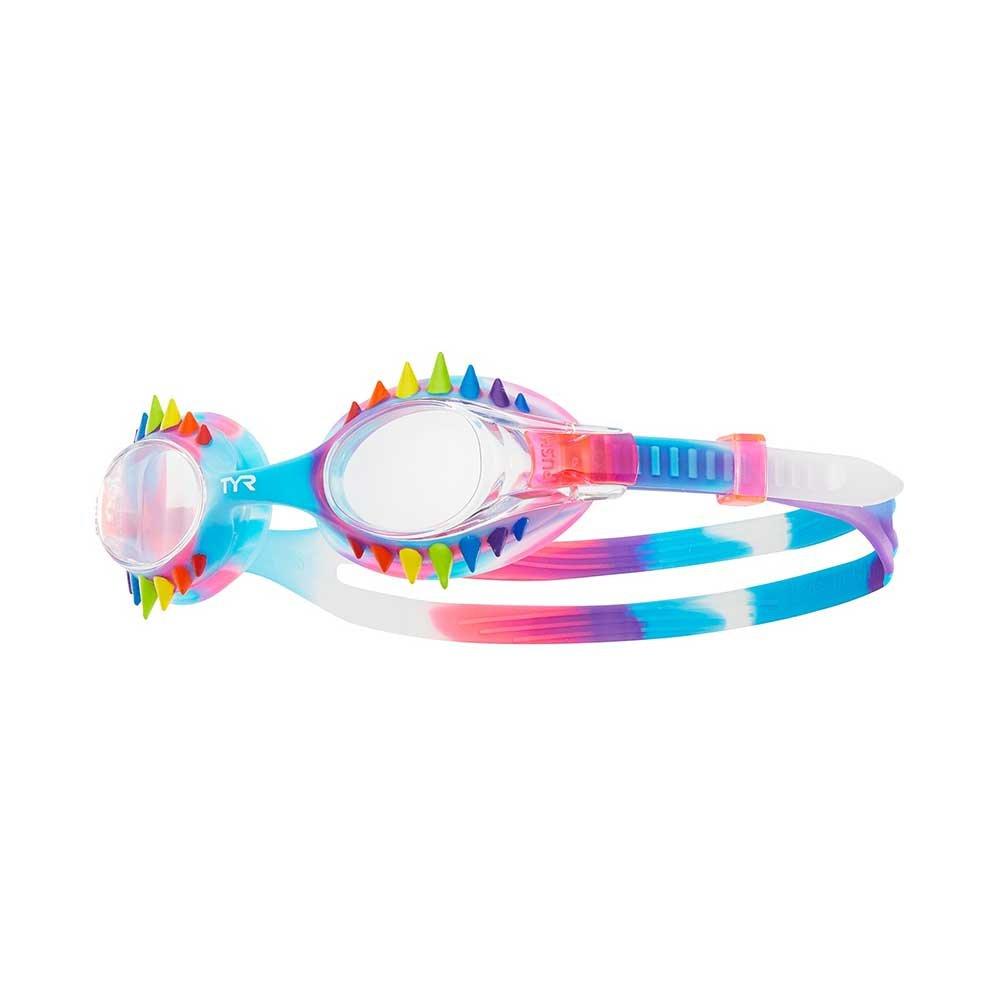 TYR  Swimple Tie Dye Spikes Kids Swim Goggles  Rainbow/Pink/Purple