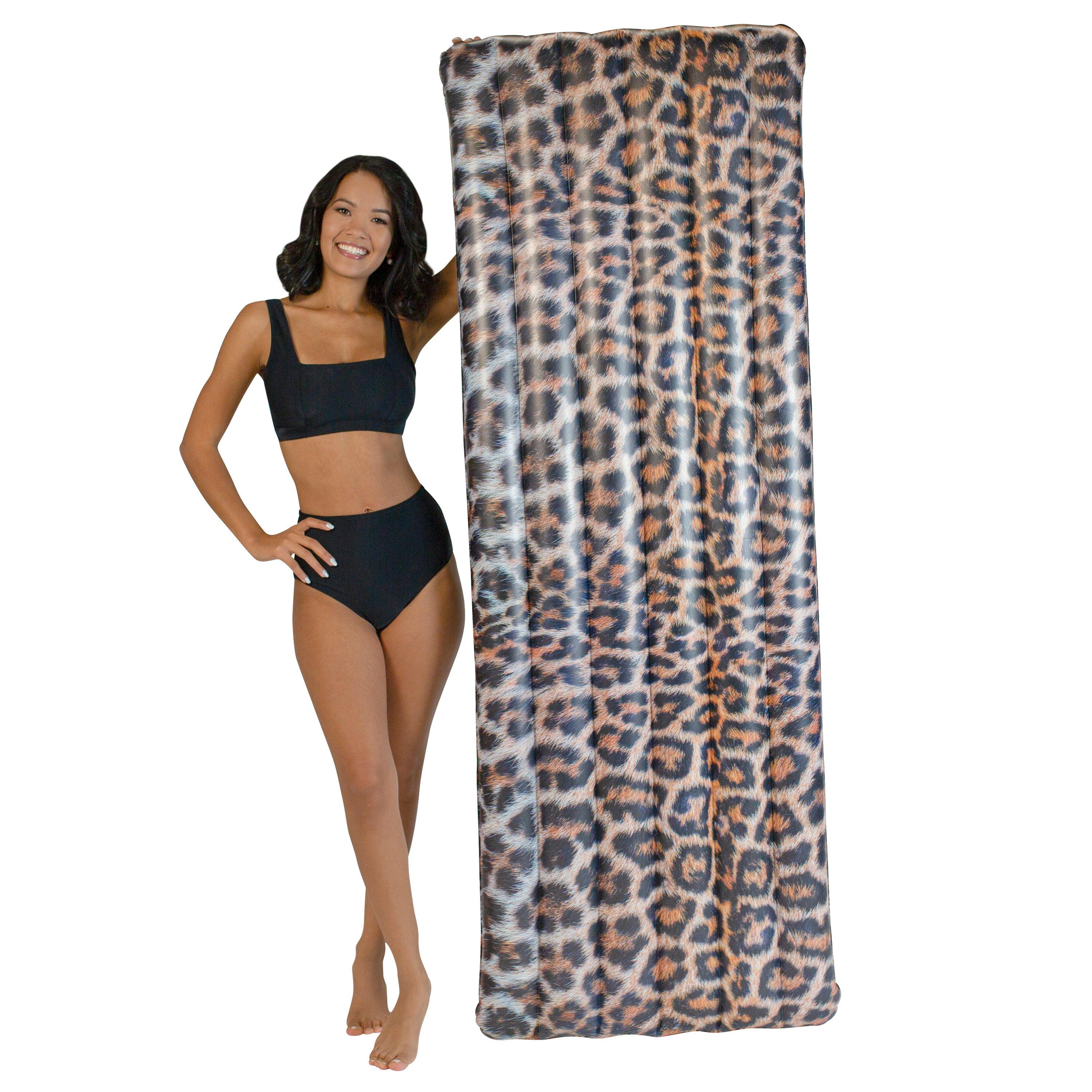 PoolCandy  Safari Collection Deluxe Inflatable Leopard Print Pool Raft 74 x 30"