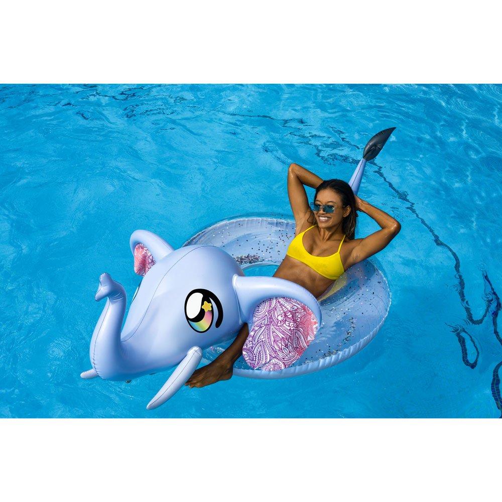 PoolCandy  48"Jumbo Glitter Elephant Pool Tube with Drink Float