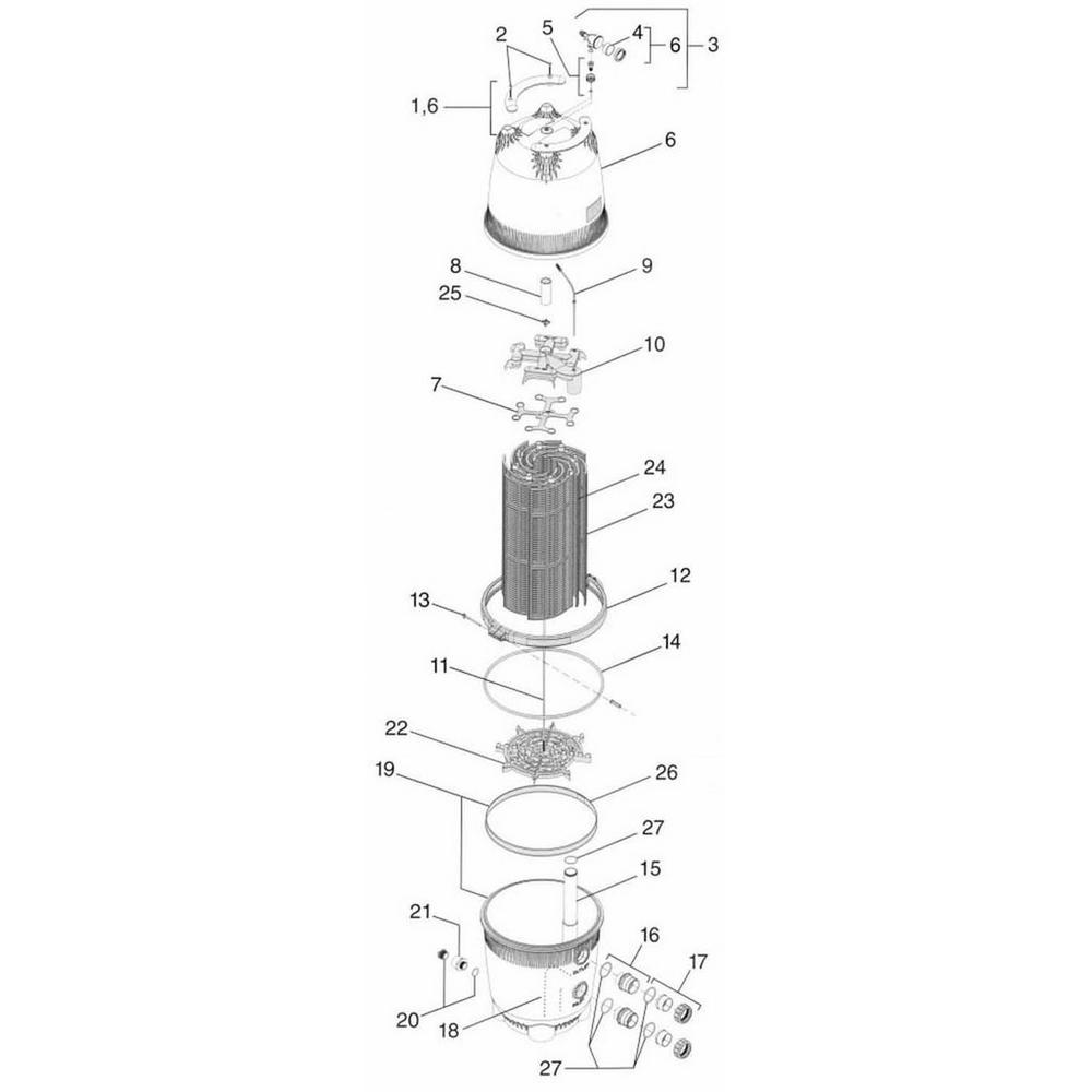 Jandy DEL Series Pool DE Filter Parts