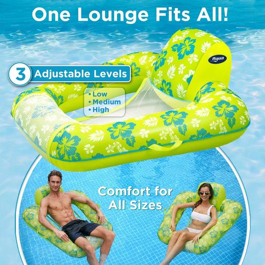 Aqua Leisure  Zero Gravity Pool Float Chair Lime Hibiscus