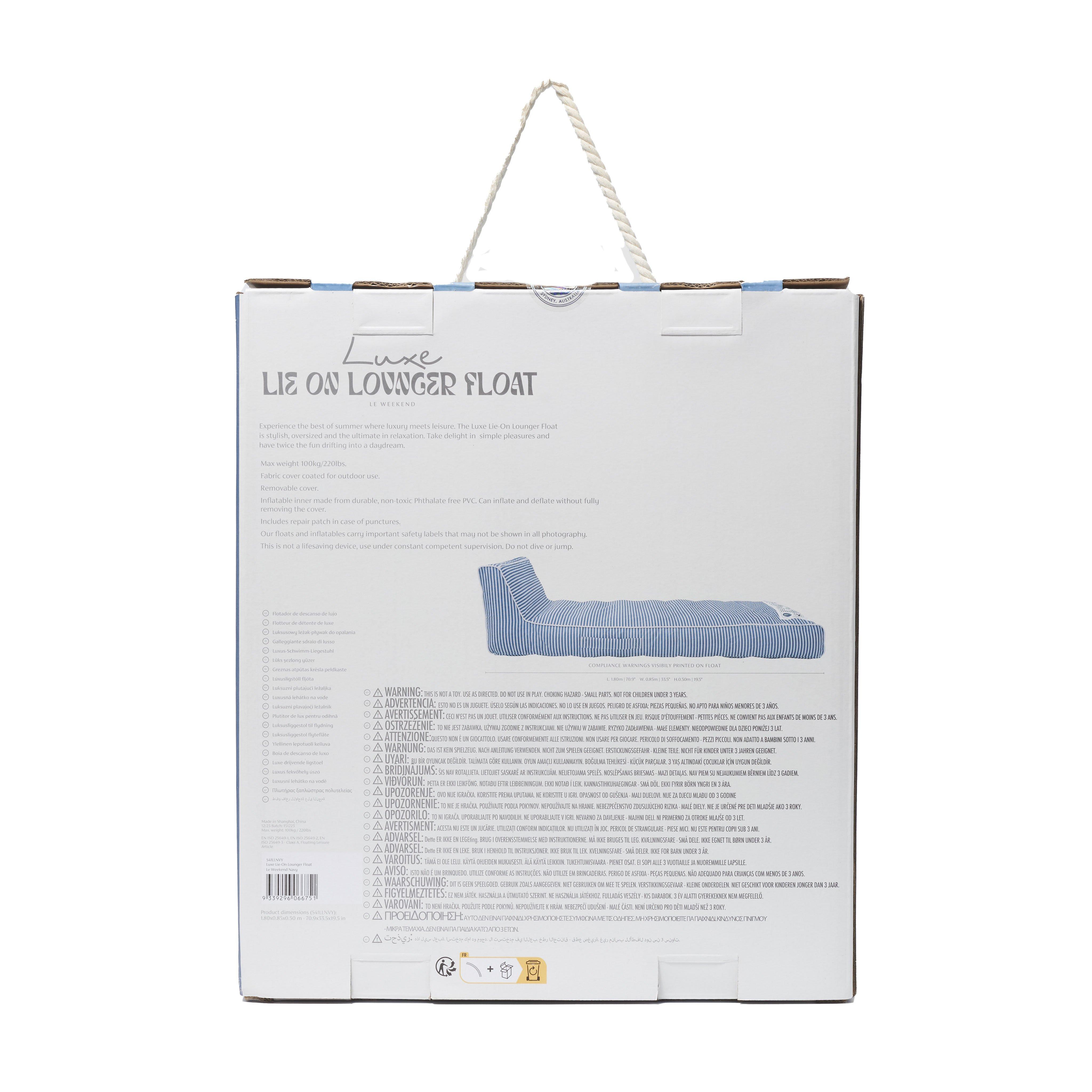 SUNNYLiFE  Luxe Lie-On Lounger Float Le Weekend Navy