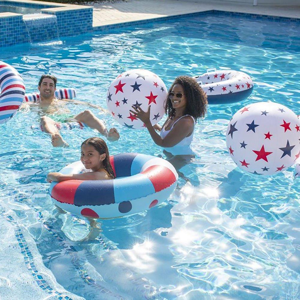 Pool Candy Inflatable Giant Red White and Blue Beach Ball In The Swim