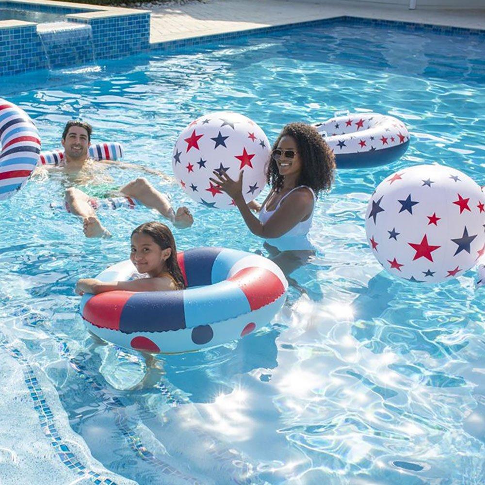 Pool Candy Inflatable Giant Red, White, and Blue Beach Ball | Leslie's ...