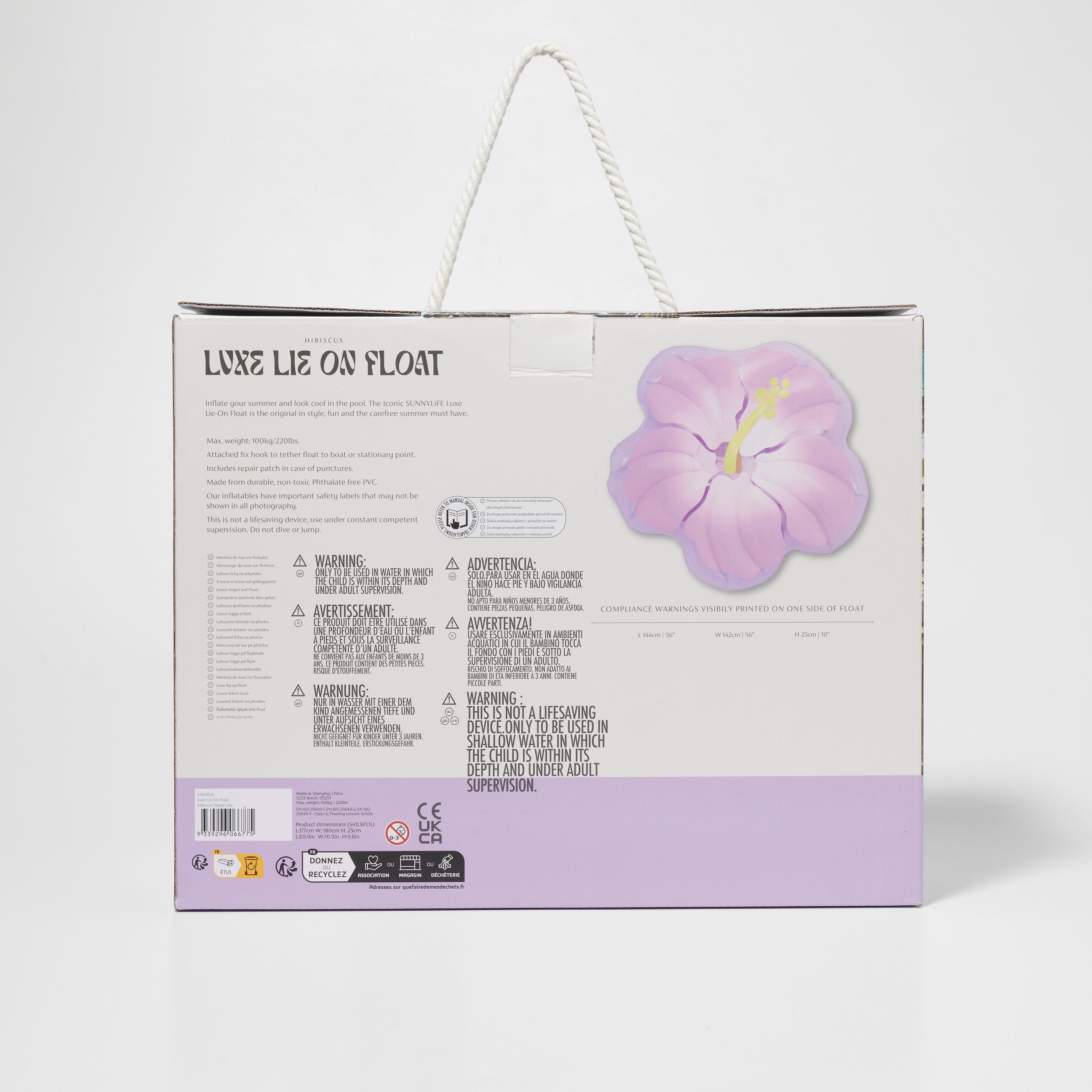 SUNNYLiFE  Luxe Lie-On Float Hibiscus Pastel Lilac