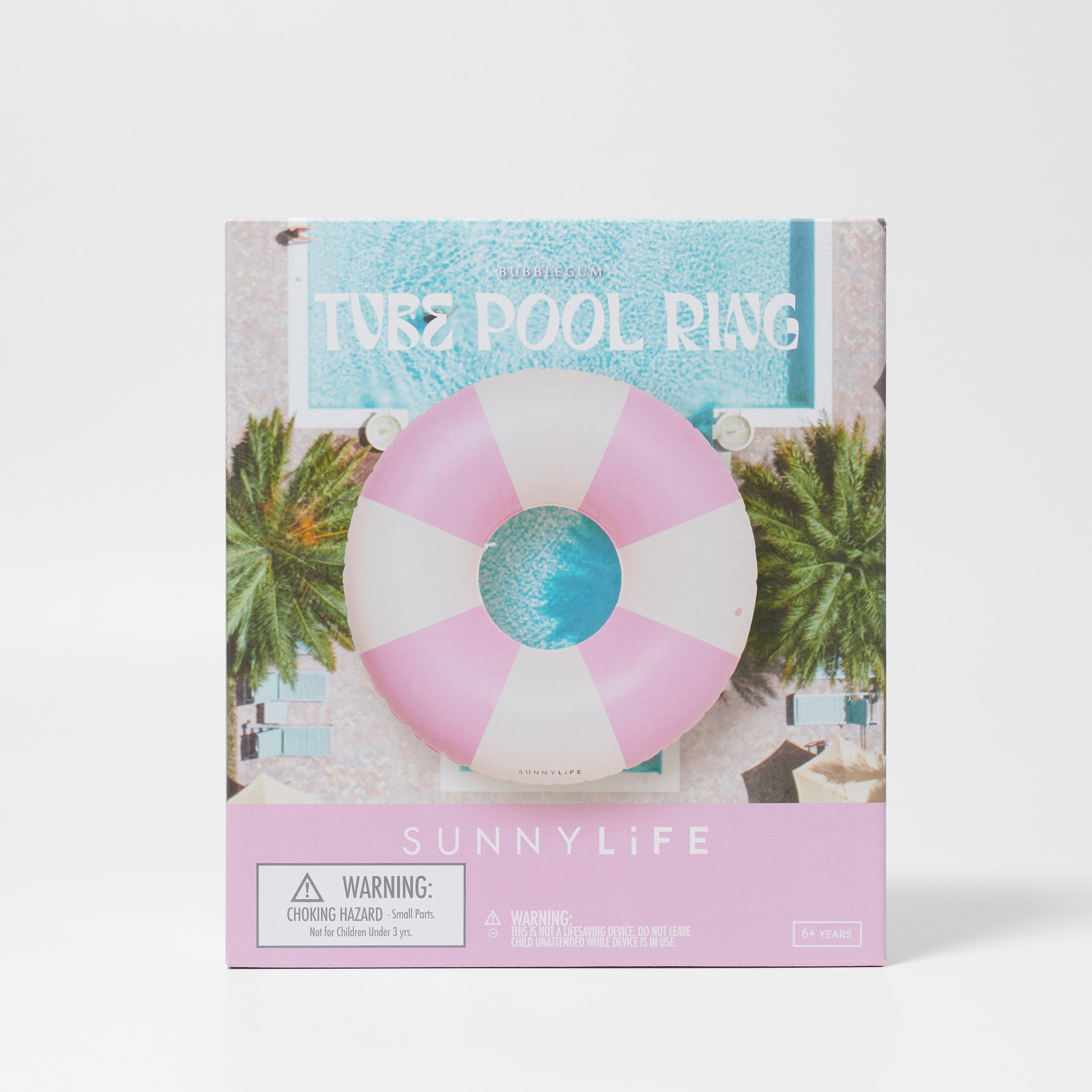 SUNNYLiFE  Tube Pool Ring Bubblegum Pink Stripe