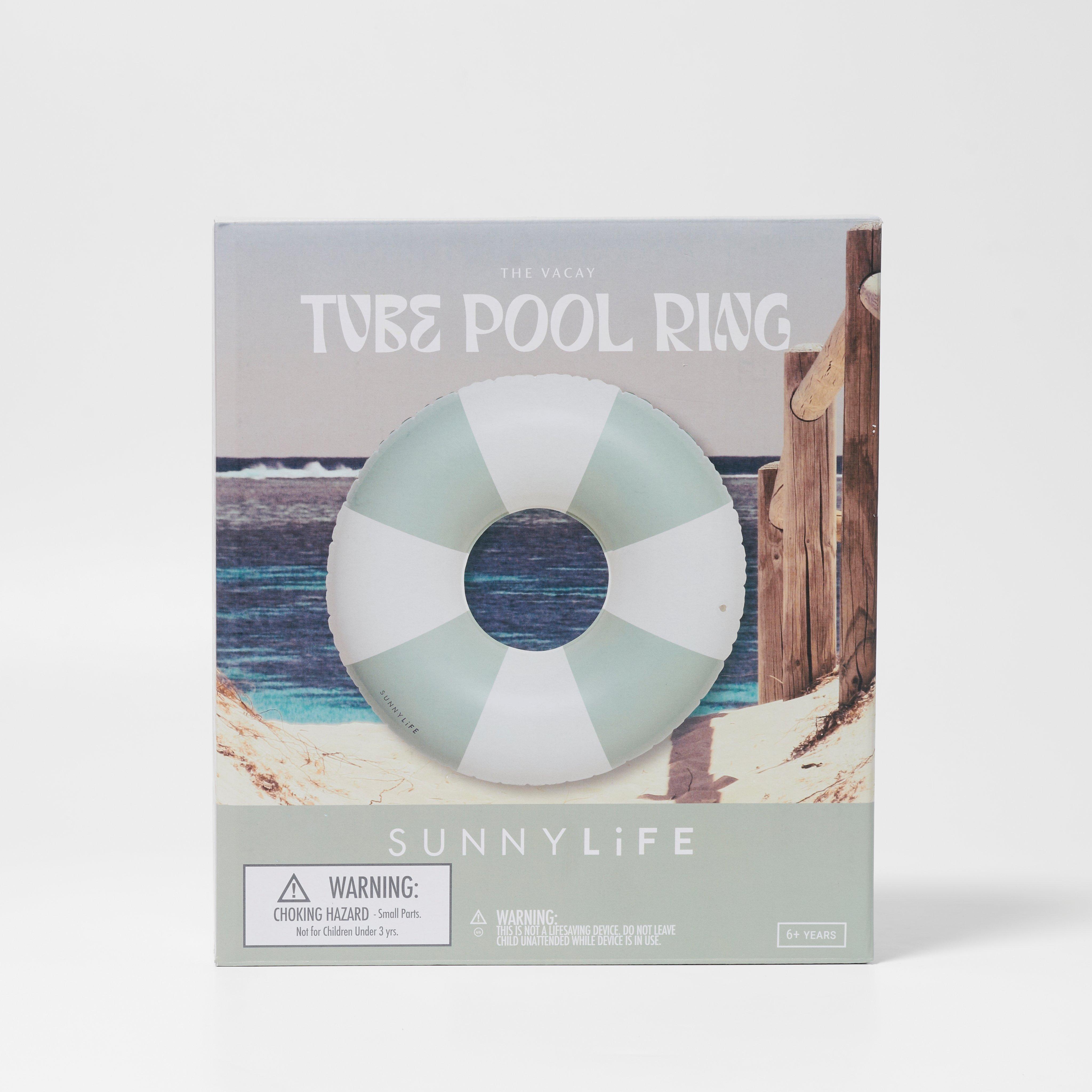 SUNNYLiFE  Tube Pool Ring The Vacay Soft Olive Stripe