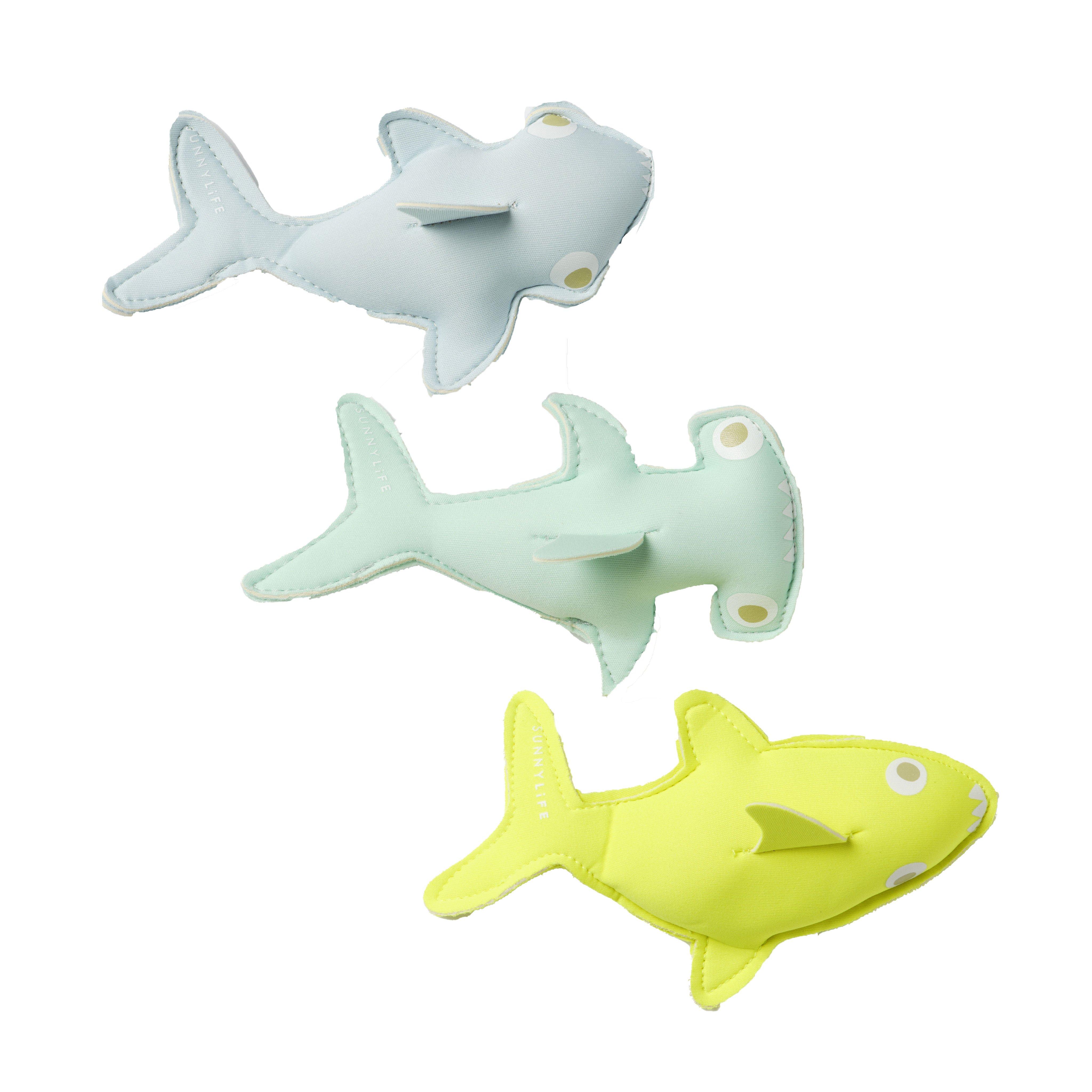 SUNNYLiFE  Salty the Shark Dive Buddies Aqua Neon Yellow Set of 3