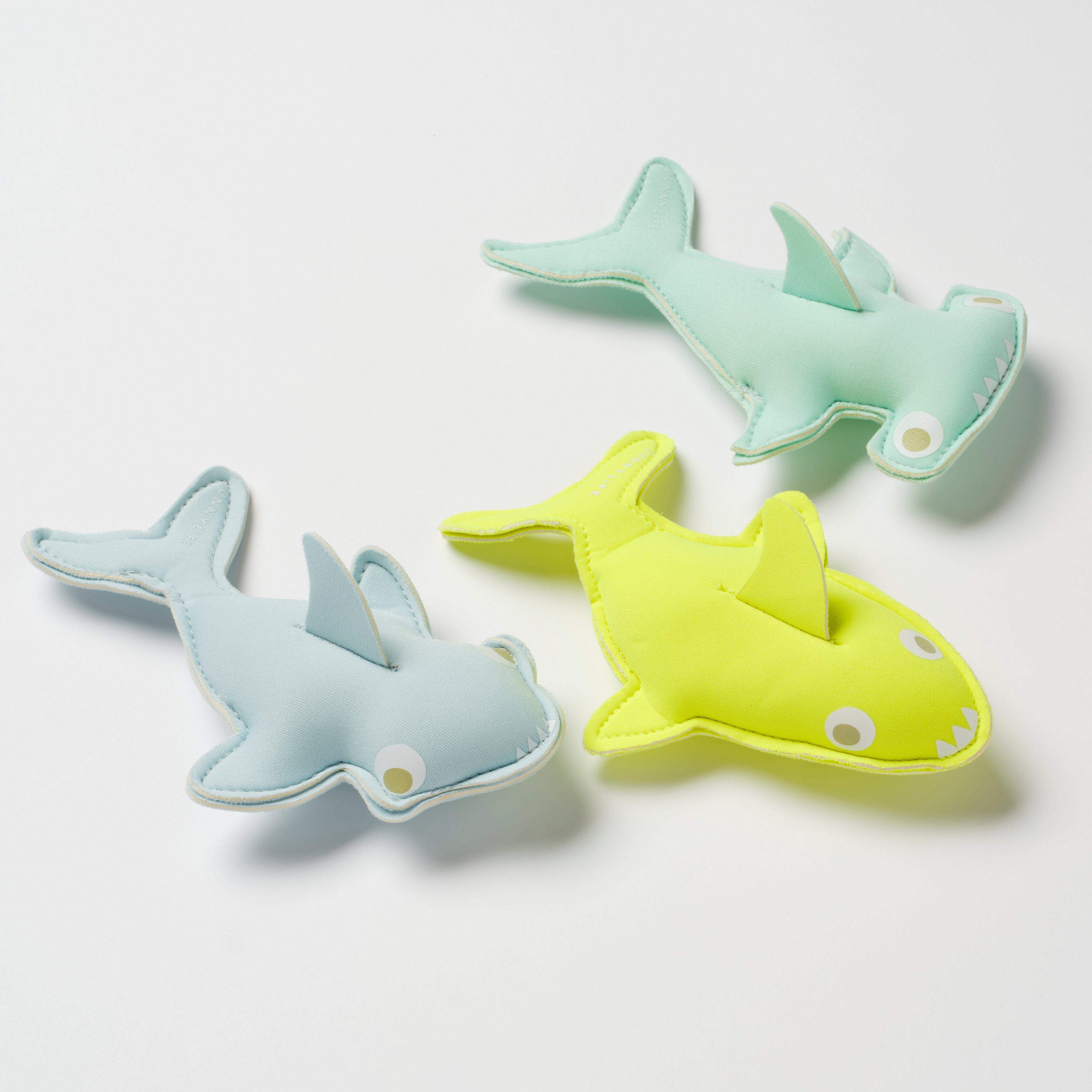 SUNNYLiFE  Salty the Shark Dive Buddies Aqua Neon Yellow Set of 3