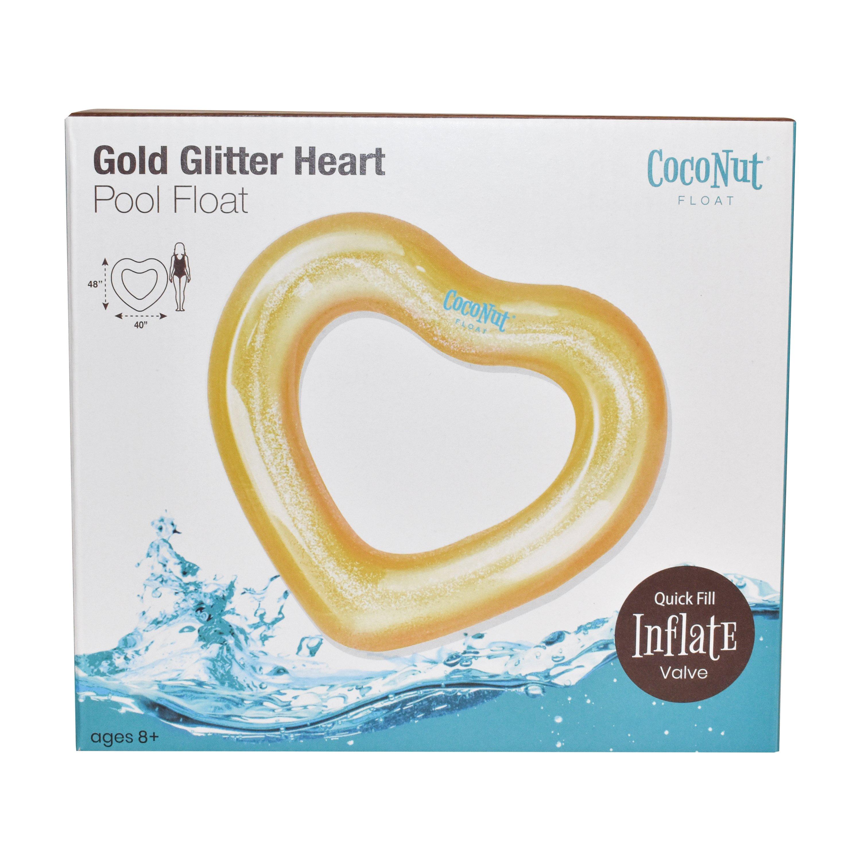 CocoNut  Gold Glitter Heart Pool Float