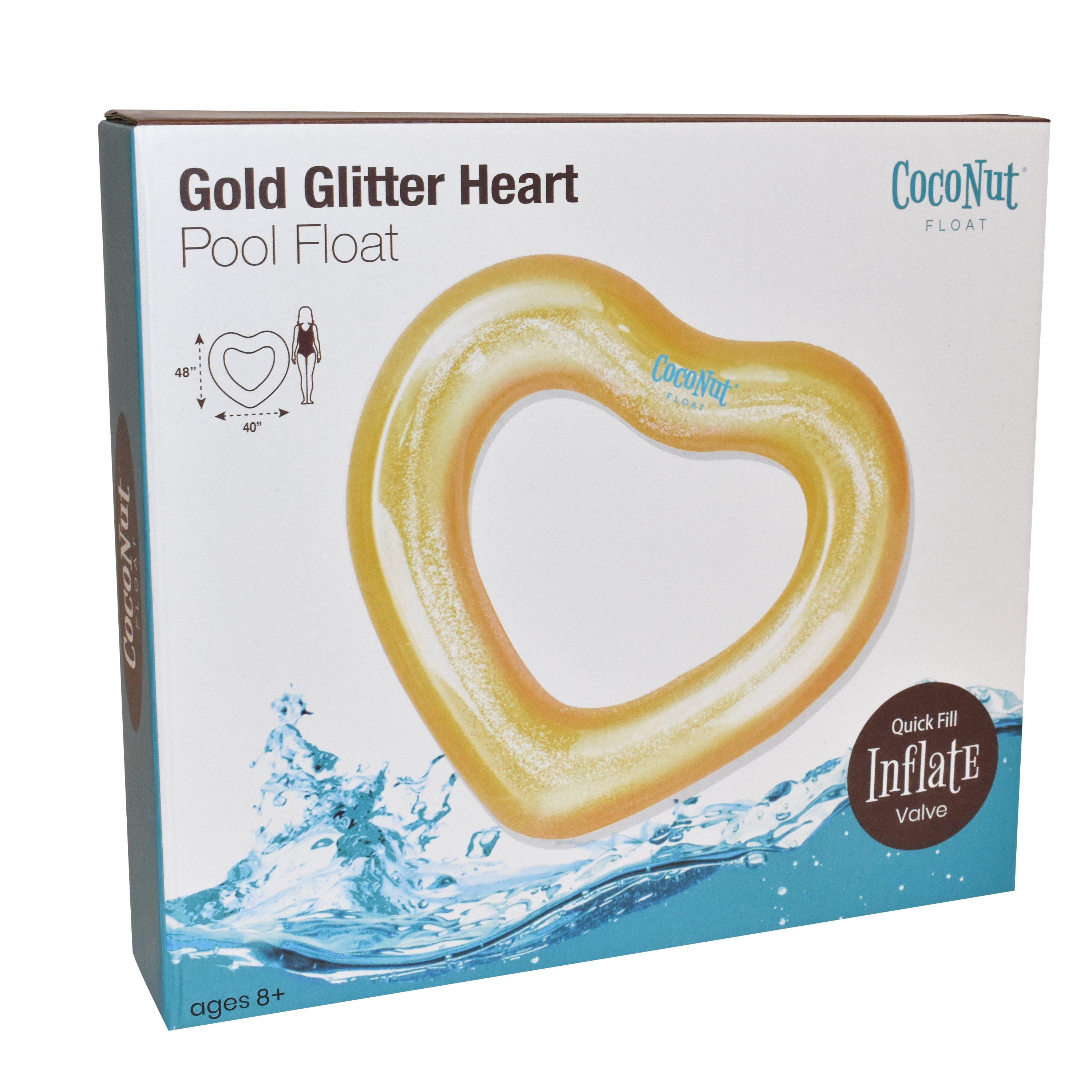 CocoNut  Gold Glitter Heart Pool Float