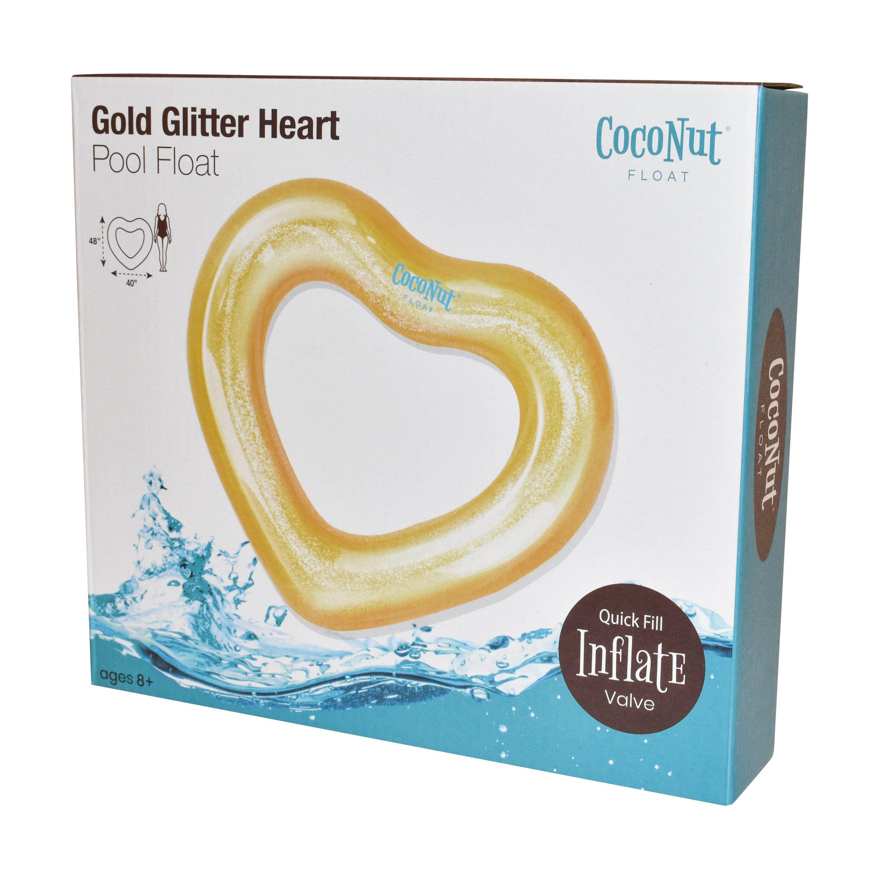 CocoNut  Gold Glitter Heart Pool Float