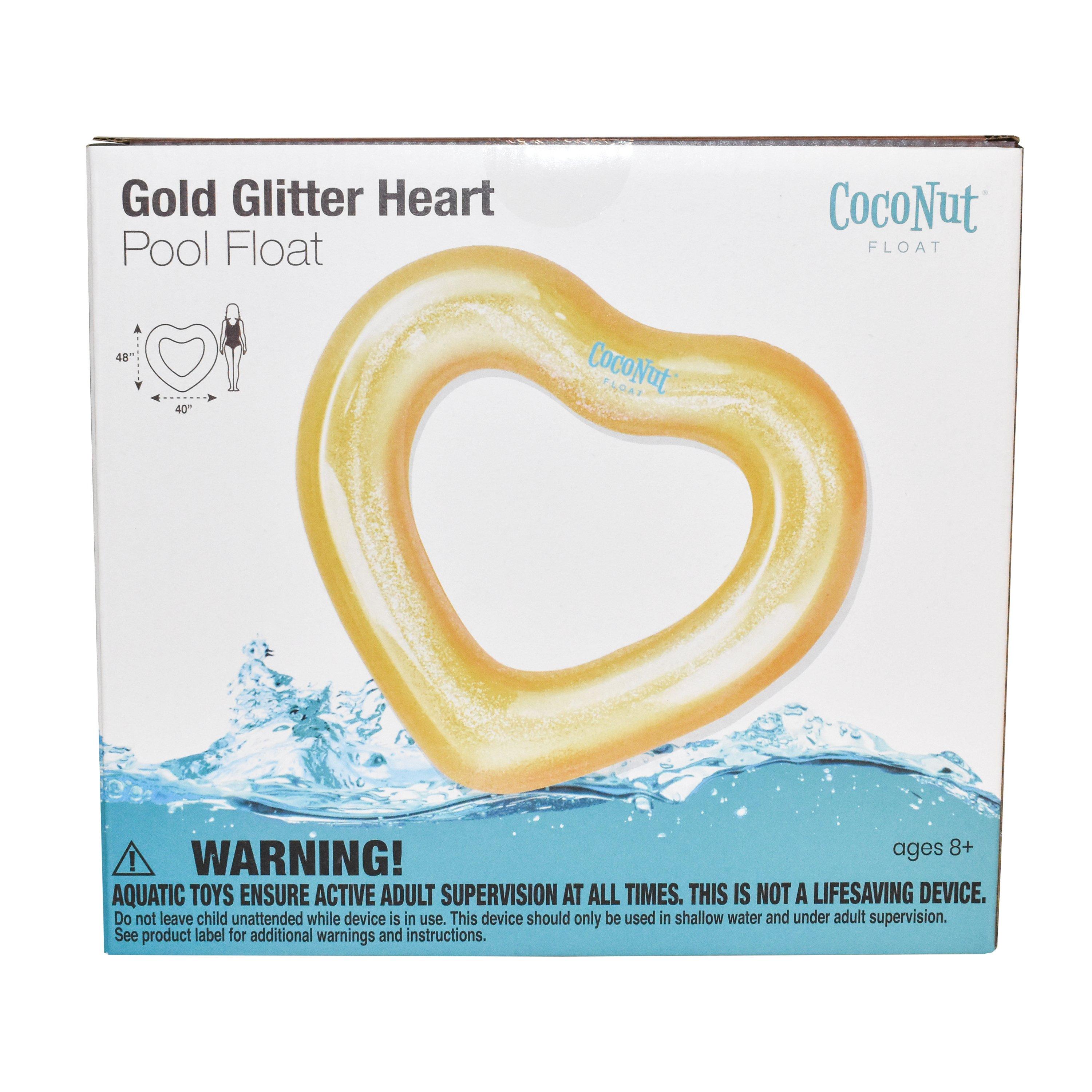 CocoNut  Gold Glitter Heart Pool Float