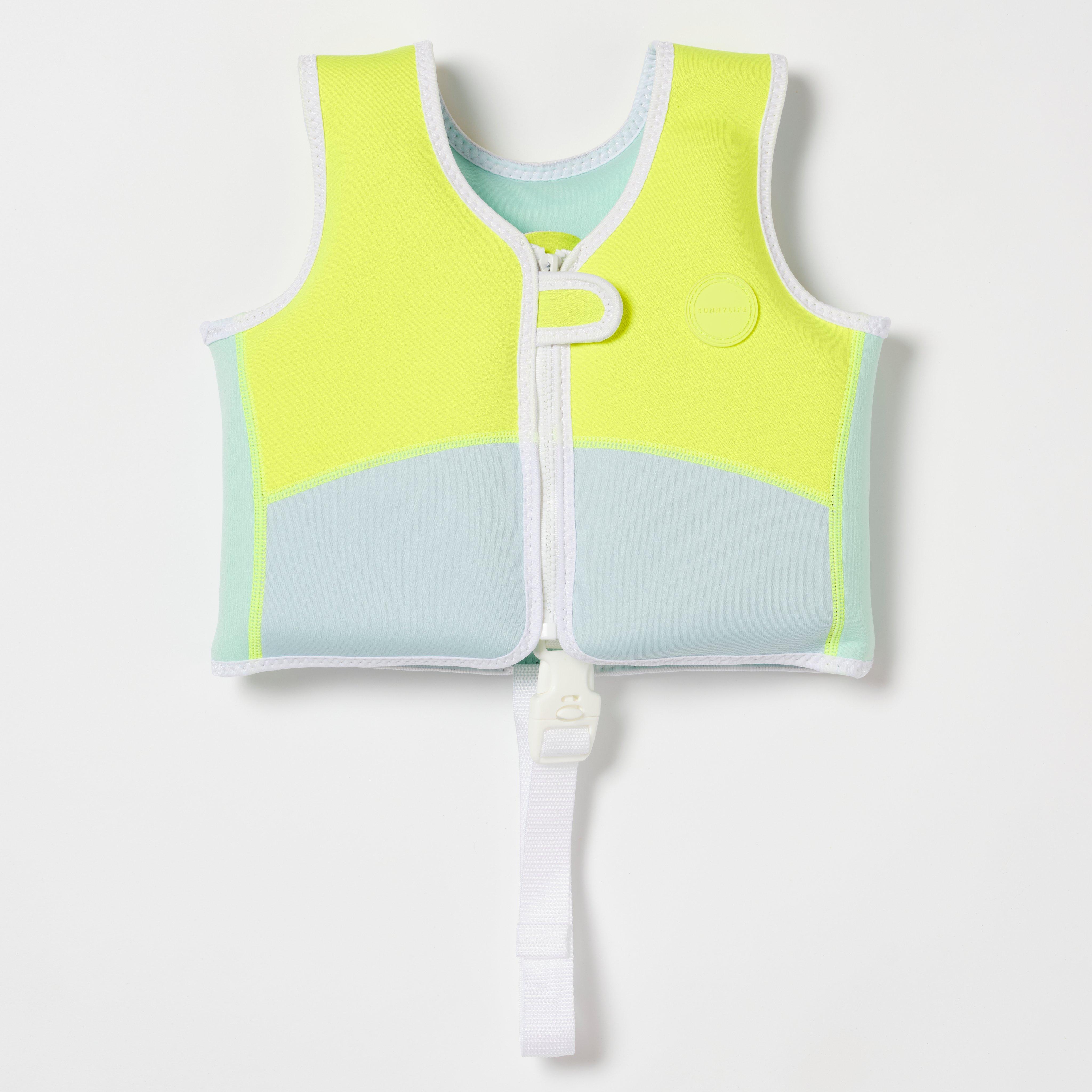 SUNNYLiFE  Salty the Shark Swim Vest 1-2 Aqua Neon Yellow