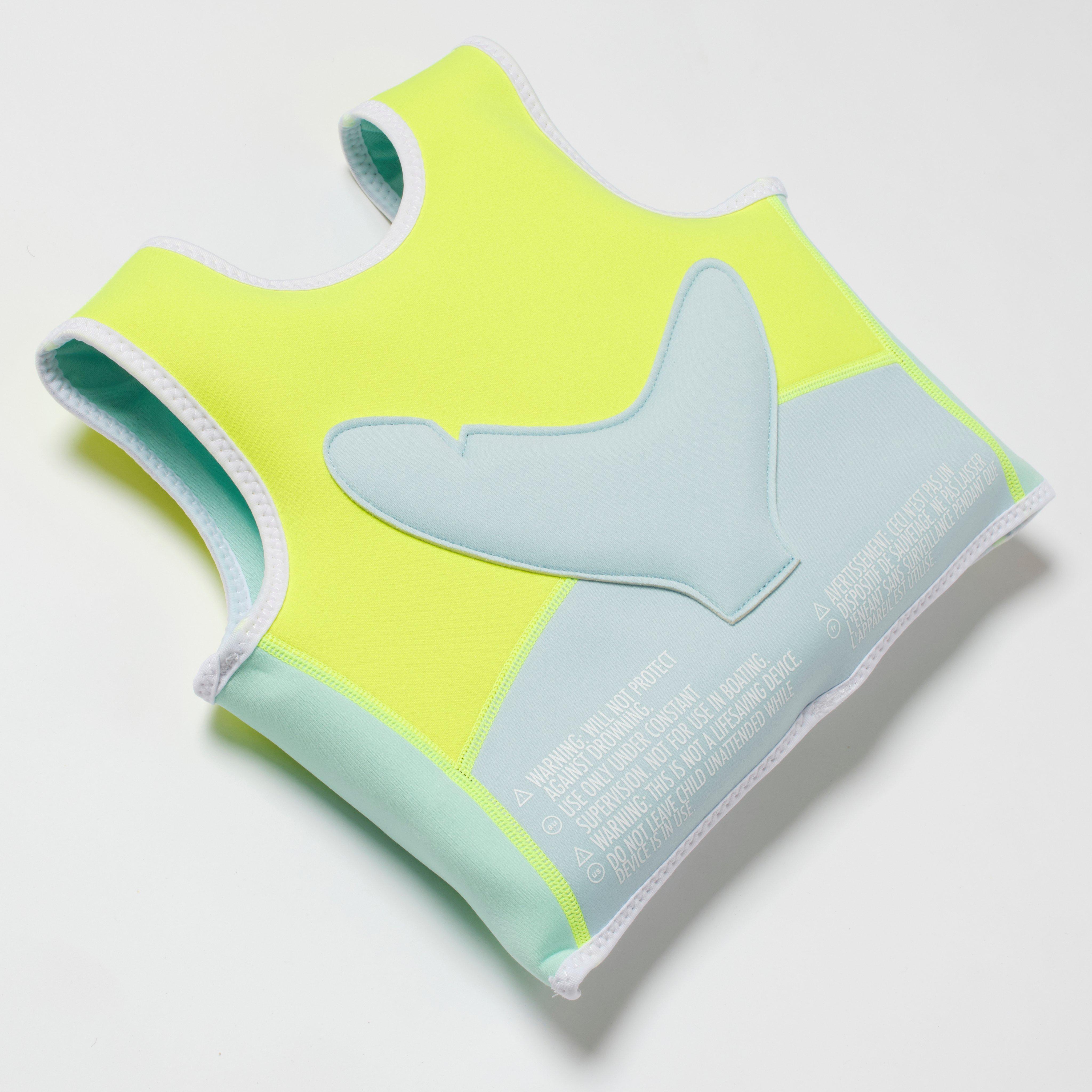 SUNNYLiFE  Salty the Shark Swim Vest 1-2 Aqua Neon Yellow