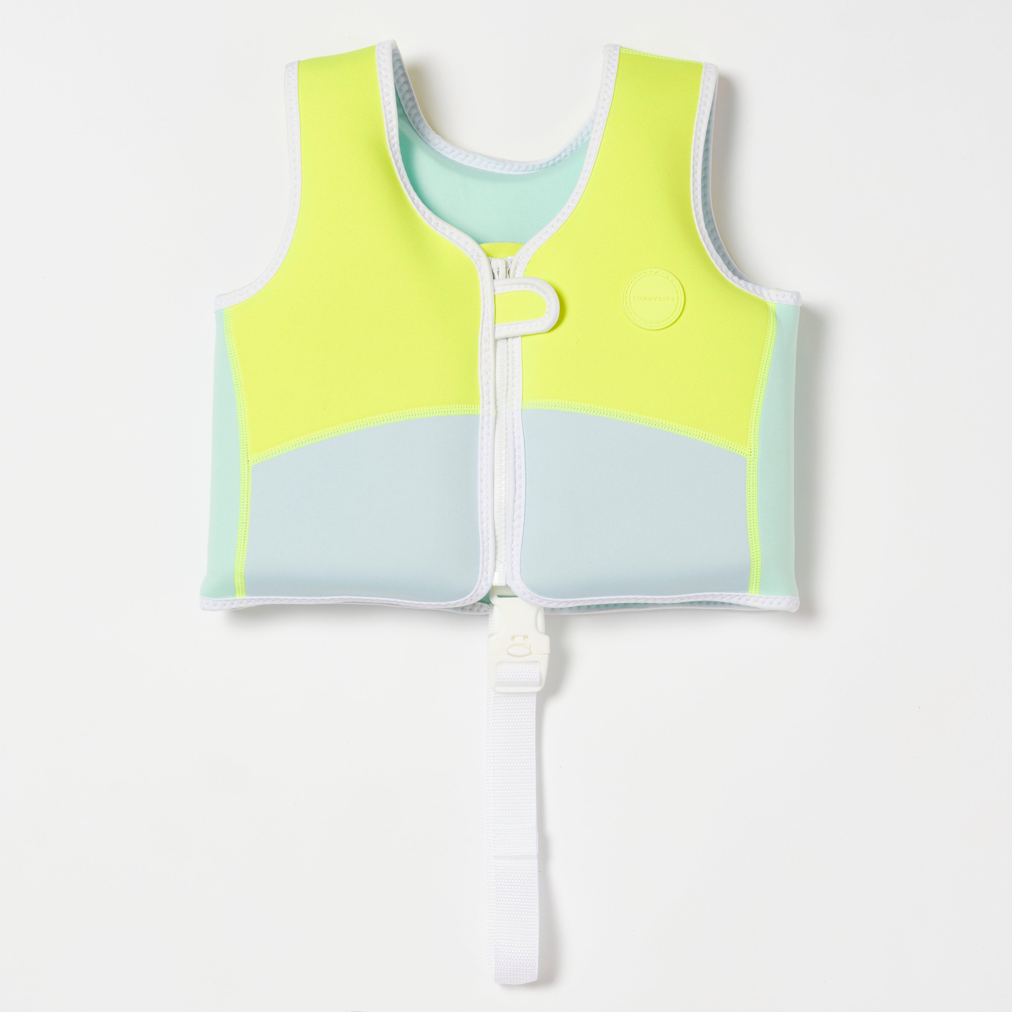 SUNNYLiFE  Salty the Shark Swim Vest 2-3 Aqua Neon Yellow