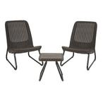 Keter  Rio 3 Piece Resin Wicker Patio Furniture Set with Side Table and Outdoor Chairs Brown
